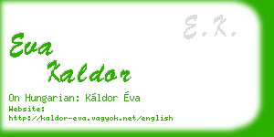 eva kaldor business card